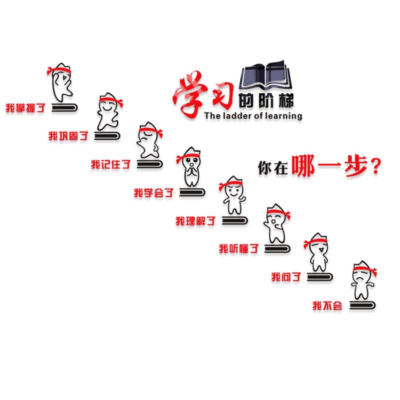 学习的阶梯励志标语布置班级文化墙学校楼梯装饰压克力3d立体壁贴