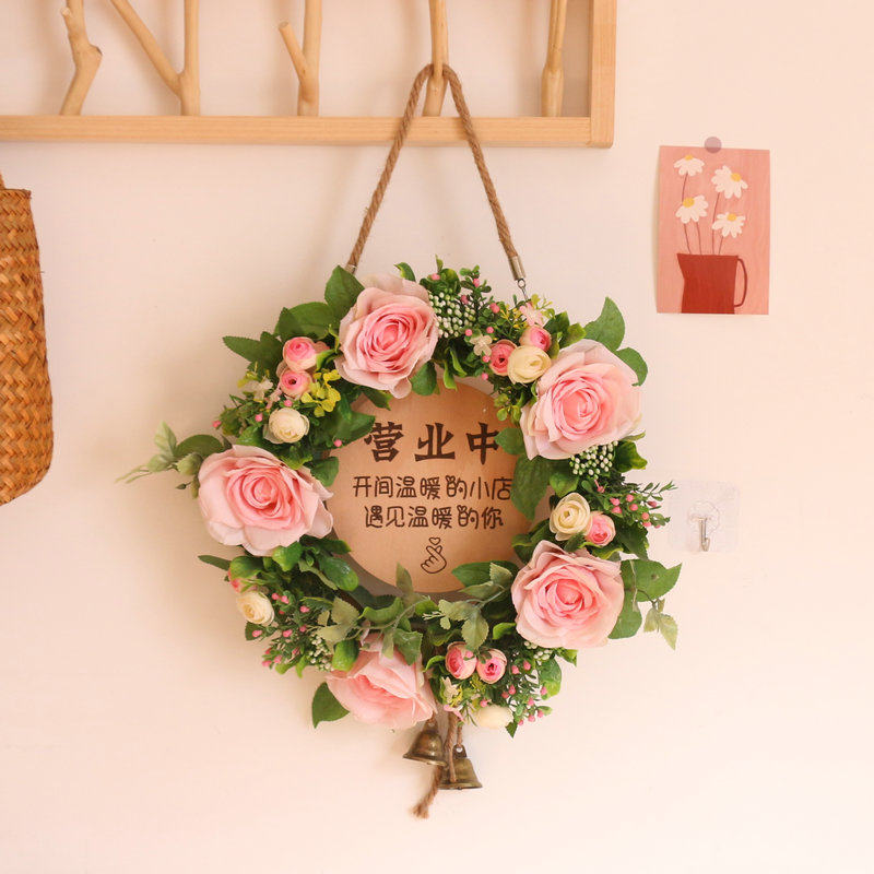 装饰花环挂牌墙壁挂件床头门上饰品卧室客厅背景墙婚房欢迎牌田园