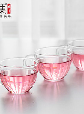雅集小资花草茶杯子 咖啡杯 耐热玻璃品茶杯品茗杯 功夫茶具配件