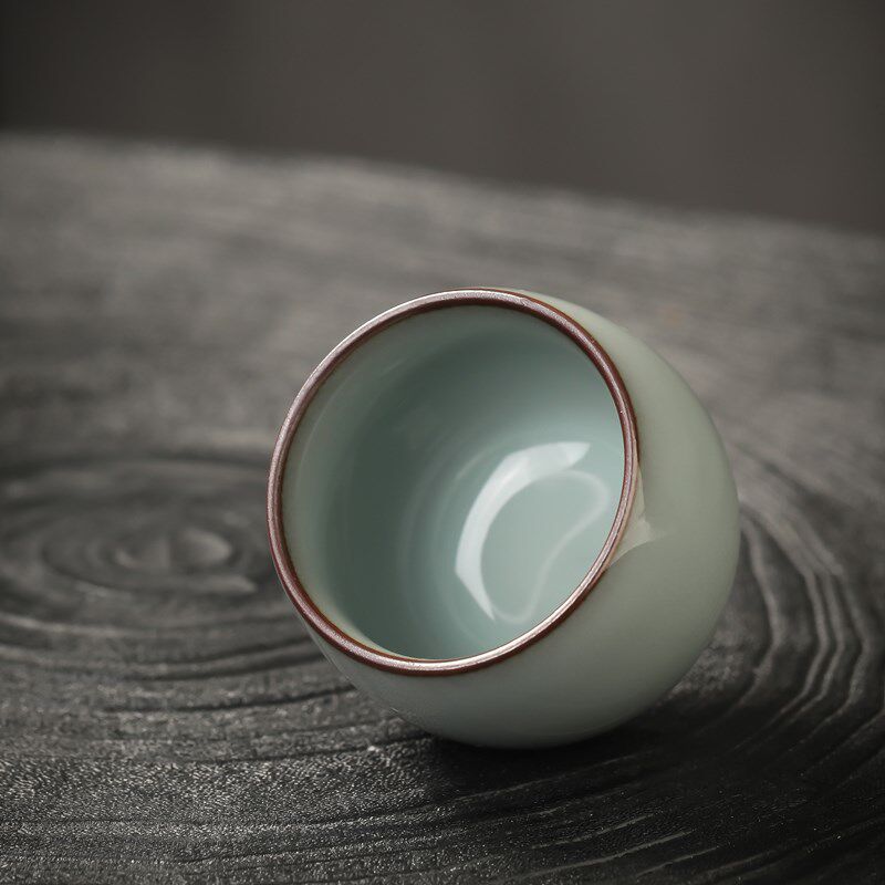 官窑铁胎主人杯大号陶瓷功夫茶具品茗杯汝窑灰白茶盏个人专用茶杯