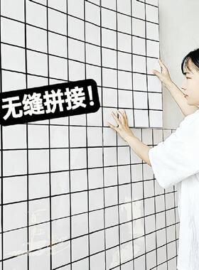 厚仿瓷砖墙贴仿铝板pvc墙塑自粘厨123房防纸油加防潮贴纸墙壁装饰