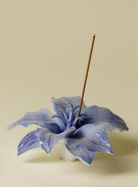 梵遗汝非陶瓷手捏百合花瓣线香炉居家摆薰香BvZaz7w扩香器香插底