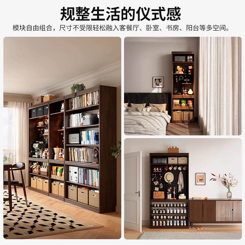 去纳客架厅化实木书架落地置物体整墙EF35-251一收储物柜家用靠墙