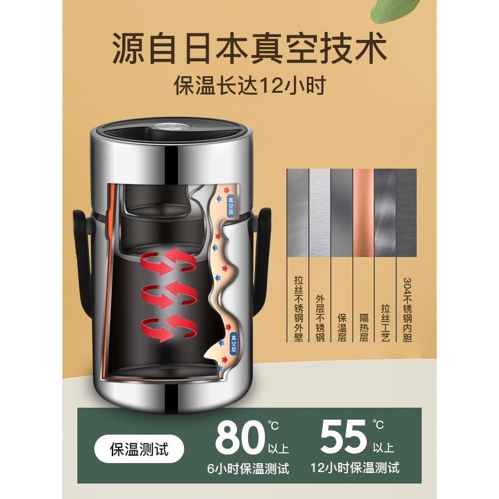 天台华莲304不锈钢真空保温桶饭盒家用上班族便携1人多层超长12小