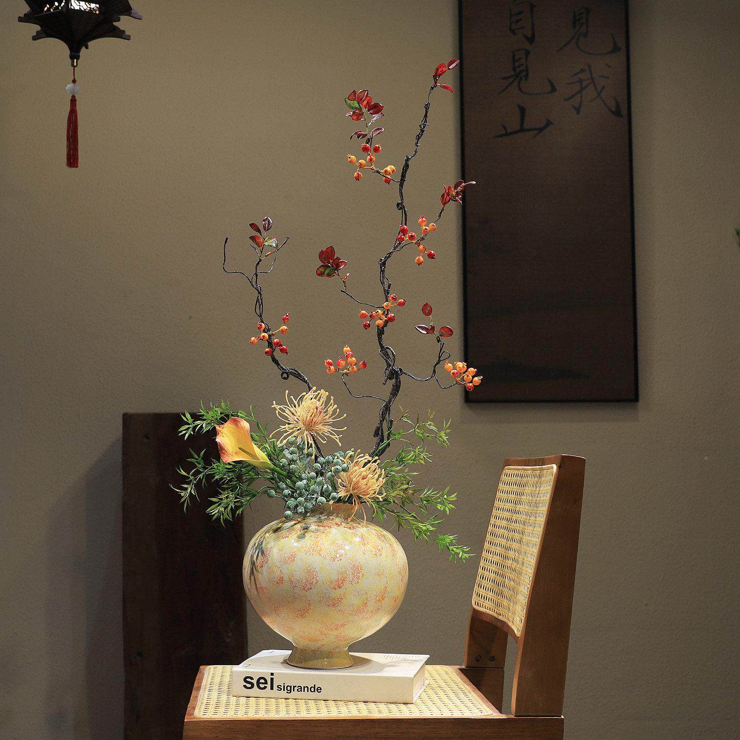 宋代美9635学瓷花瓶禅摆件现面代奶油风新中陶式意玄关桌民宿酒店