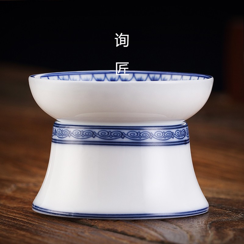 景德镇青花陶瓷玄纹茶滤茶叶过滤网泡茶器茶隔漏斗茶具配件滤茶器