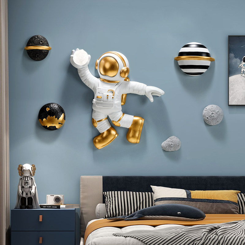 宇航员太空人星球壁饰2026客厅玄关背景墙贴男孩儿童房间床头挂件
