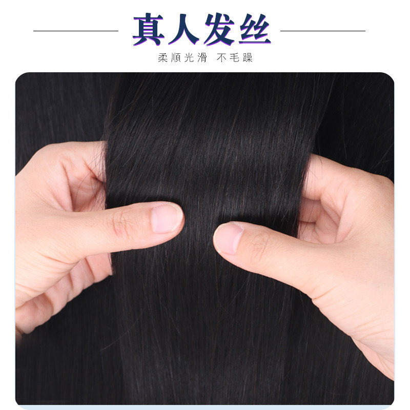 假发女短发波波头女士真发头套式自然中长发化疗光头真人发丝发套