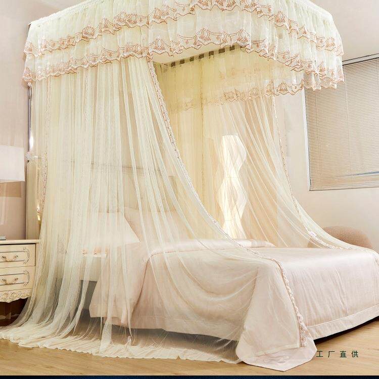 蚊帐支架杆加粗加厚家用卧室2025新款升降U型轨道落地公主