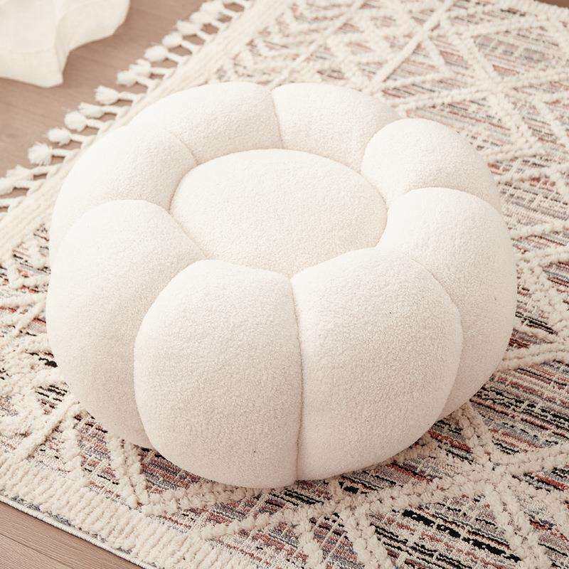 奶油风羊羔凳子南瓜沙发脚蹬简约现代设计师客厅懒人沙发小圆凳子