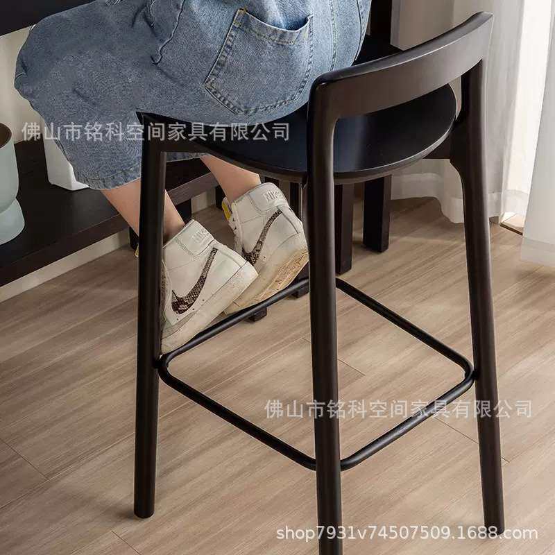 现代简约实木吧椅北欧轻奢设计师高脚椅酒吧椅吧台椅家用客厅吧椅