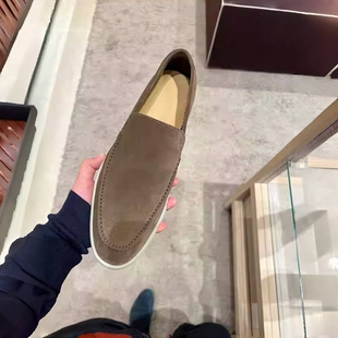 纯原意绒面一脚蹬LE福鞋PING底休闲懒人男鞋踩si感