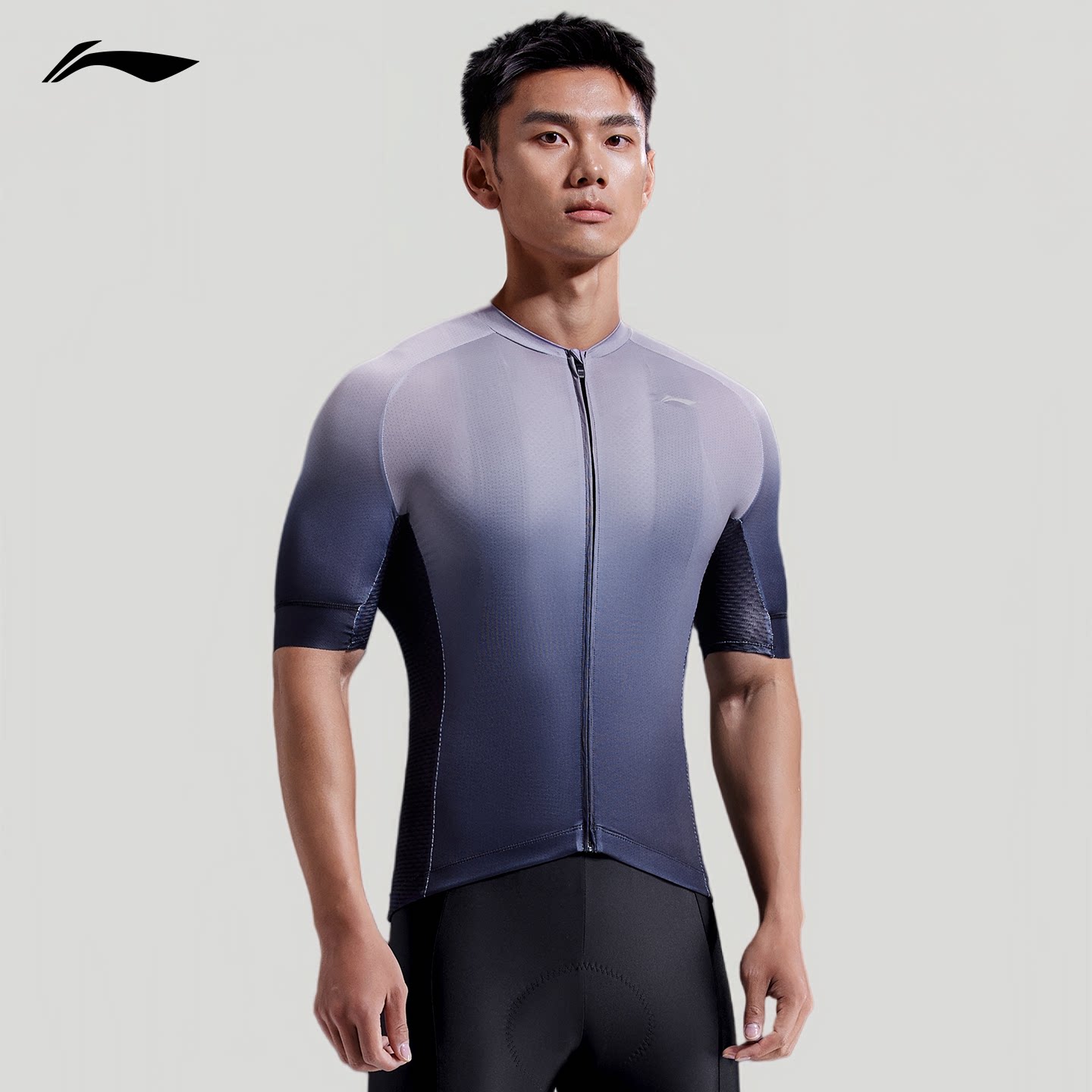 李宁渐变短袖骑行服男款轻薄透气图片