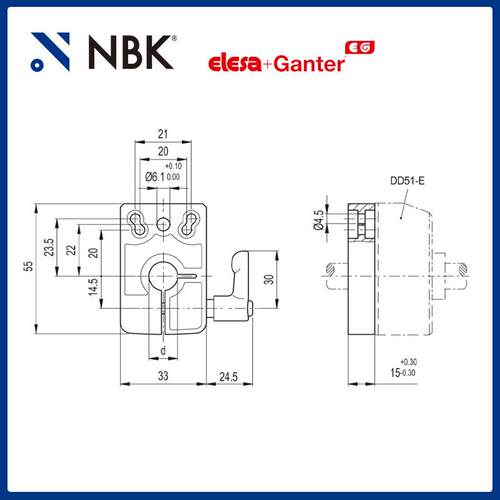 NBK ELESA BSA51-E 主轴锁定底座锌合金黑色亚光饰面机械零配件