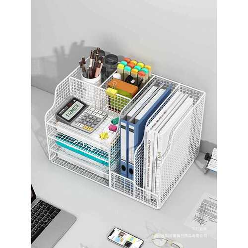 办公桌置物架金属文件架文件收纳架办公用品文件收纳盒桌上书立架