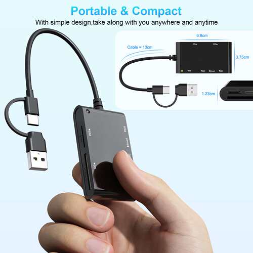 6合1智能读卡器Smart/MS/M2/TF/SIM/SD身份证银行卡社保卡读卡器