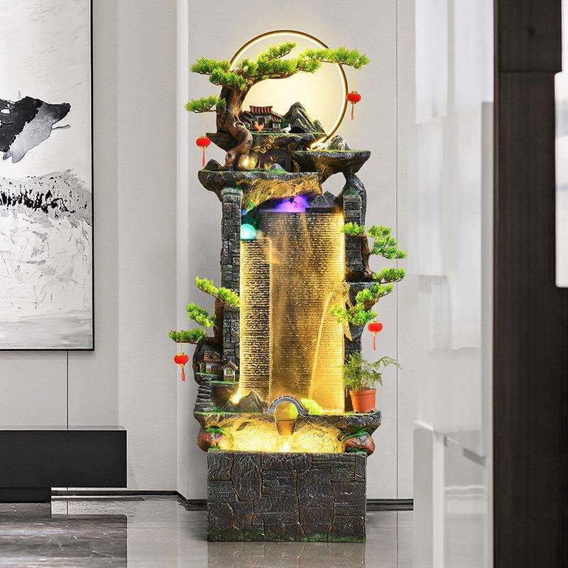 假山流水喷泉风水轮加湿器水幕墙客厅鱼池造景观庭院酒店招财摆件
