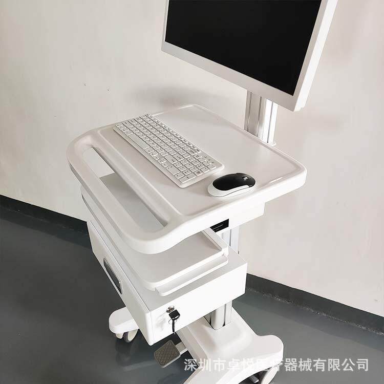 移动口扫电脑车护士查房工作站一体机台车显示器支架机房运维推车