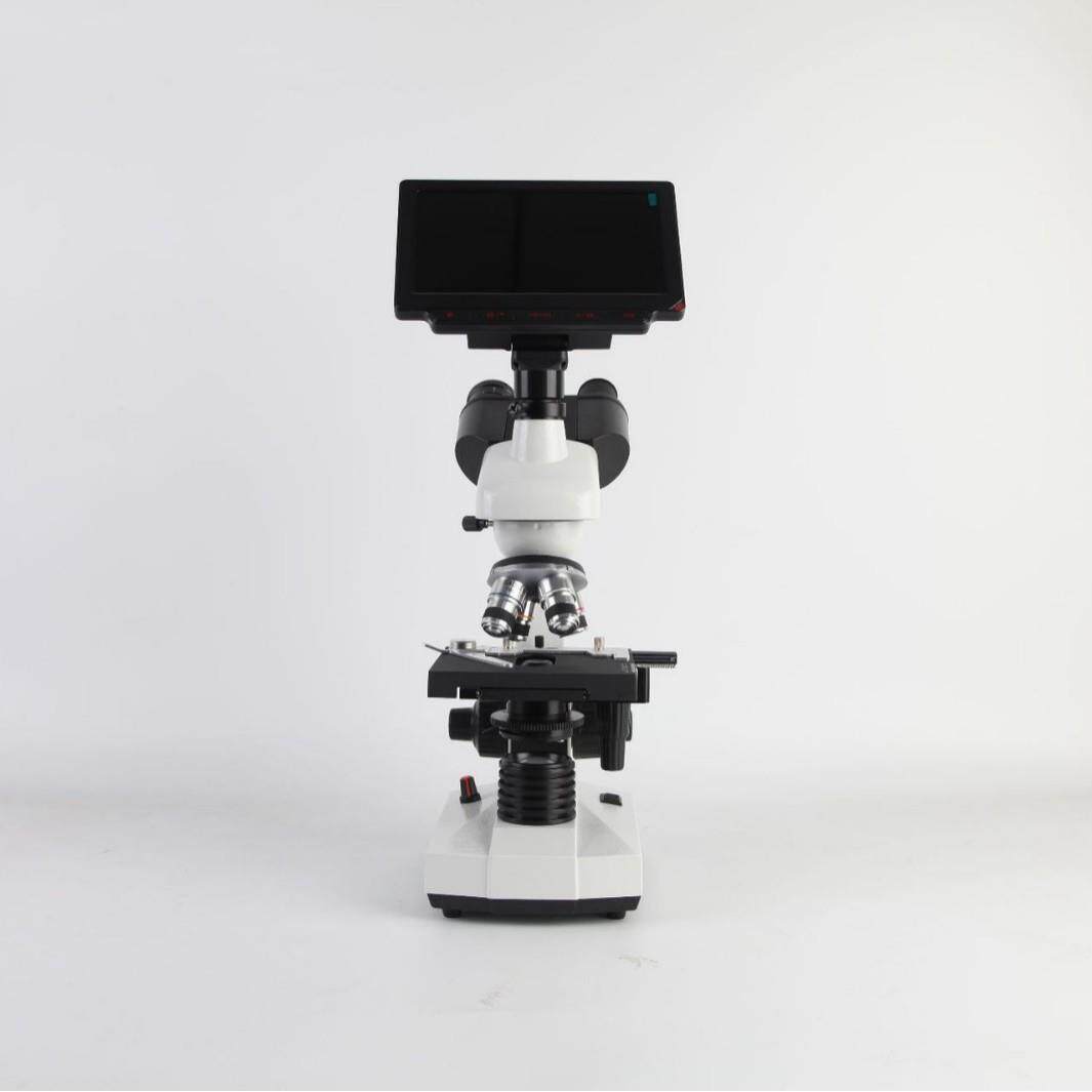 三目TV生物显微镜超清7寸显示屏1600X 数码显微镜带手持细菌细胞