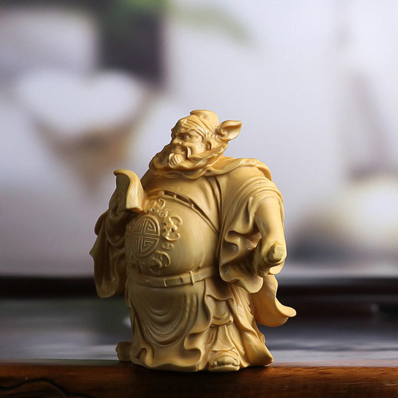 黄杨木雕天师锺馗家居装饰品客厅玄B关实木工艺礼品摆饰手把件文