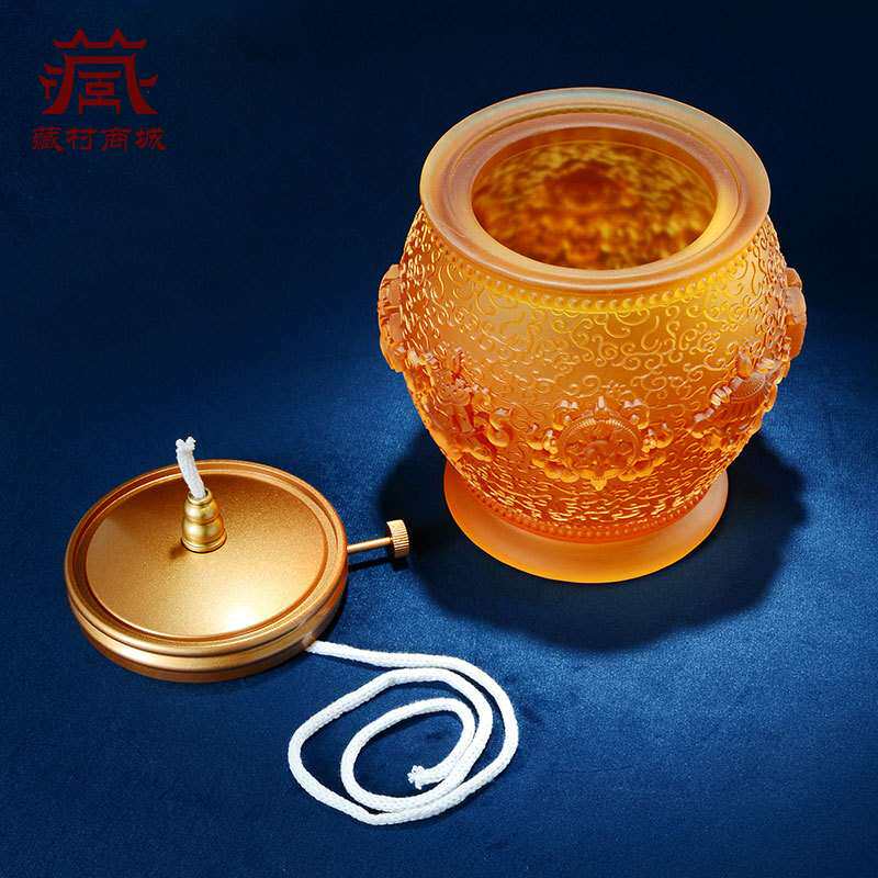 防风琉璃大号供灯长明灯室内家用莲花液体酥油灯灯座家用摆件