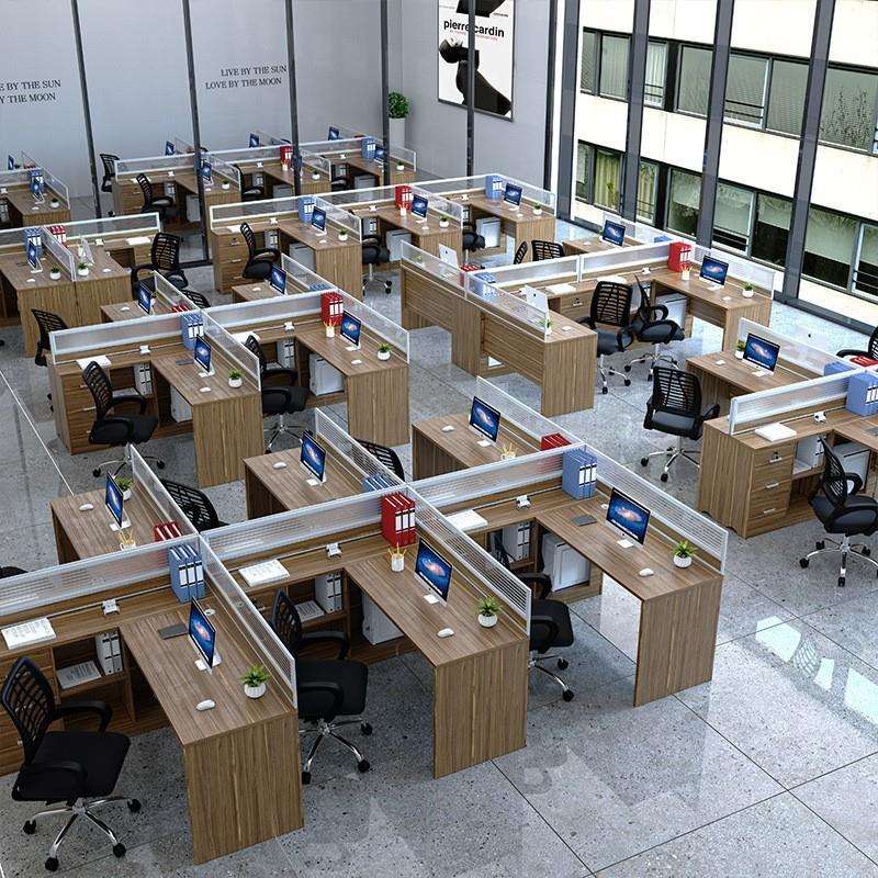 职员办公桌4人位十型办公桌工位屏风桌员工电脑桌office table