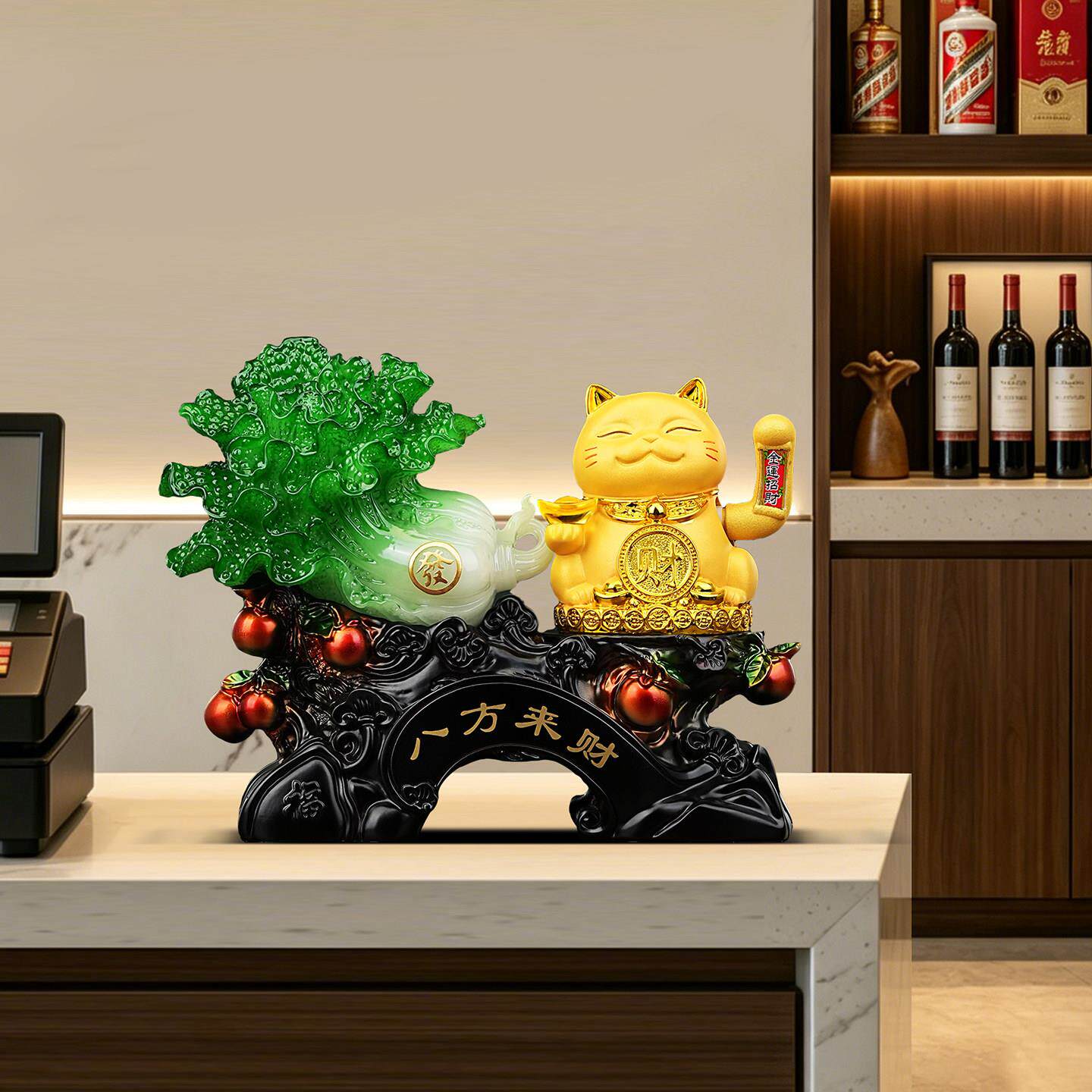 八方来台白菜摆台件招财猫自动招手店铺收d623w2ds银财前装饰品开