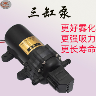 三缸泵电动喷雾泵大功率12伏高压水泵农用喷雾器配件打药泵自吸式