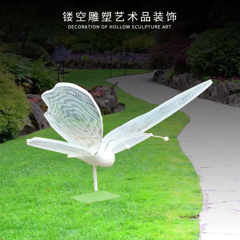 金属蝴蝶铁艺雕塑镂空抽象装饰艺术品酒店水池草坪创意落地雕塑