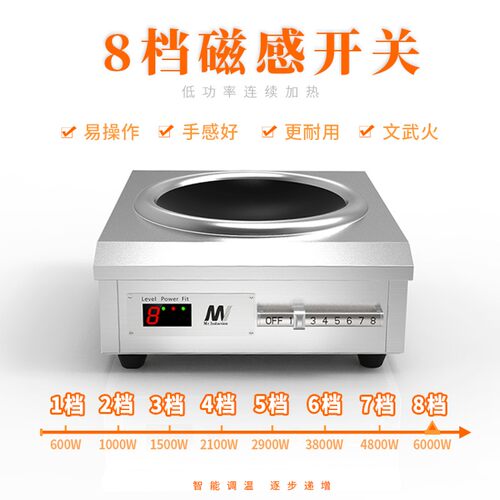 英达讯商用电磁炉6000w凹面大功率380v爆炒炉商业5000w食堂电磁灶