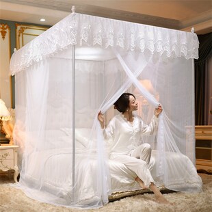 三开门蚊帐家用2023年新款卧室落地支架文纹账老式2022高级免安装