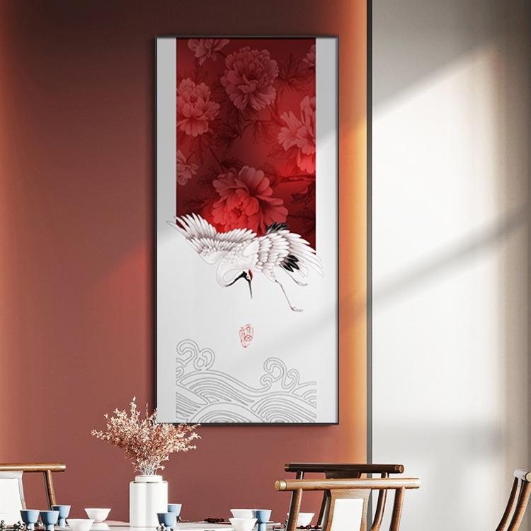新中式玄关装饰画太湖石竹子禅意酒店大堂挂画茶室饭店酒楼壁画