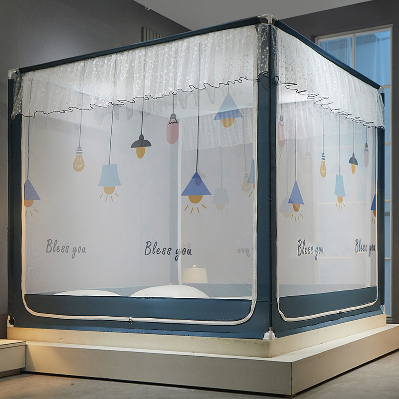 新款蚊帐家用1.8m蒙古包宝宝防摔儿童免安装方便拆洗加厚支架固定