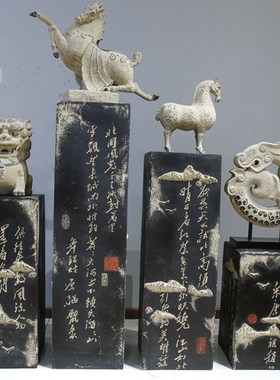 复古落地仿古石柱客厅玄关家居展示柱展厅摆件底座书法柱子装饰品