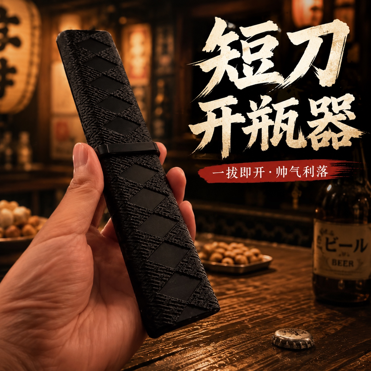 日式短刀造型开瓶器创意便携啤酒起子酒吧聚会随身解压小工具神器