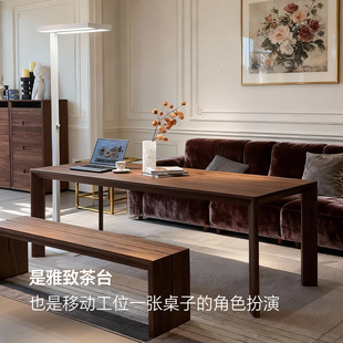 赖氏家具北美黑胡桃实木桌实木桌书桌大板实木桌Honeywell落地灯