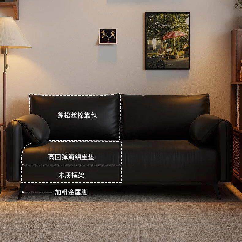 小户型出租房沙发客厅卧室双三人位公寓服装店简易卧室黑色小沙发
