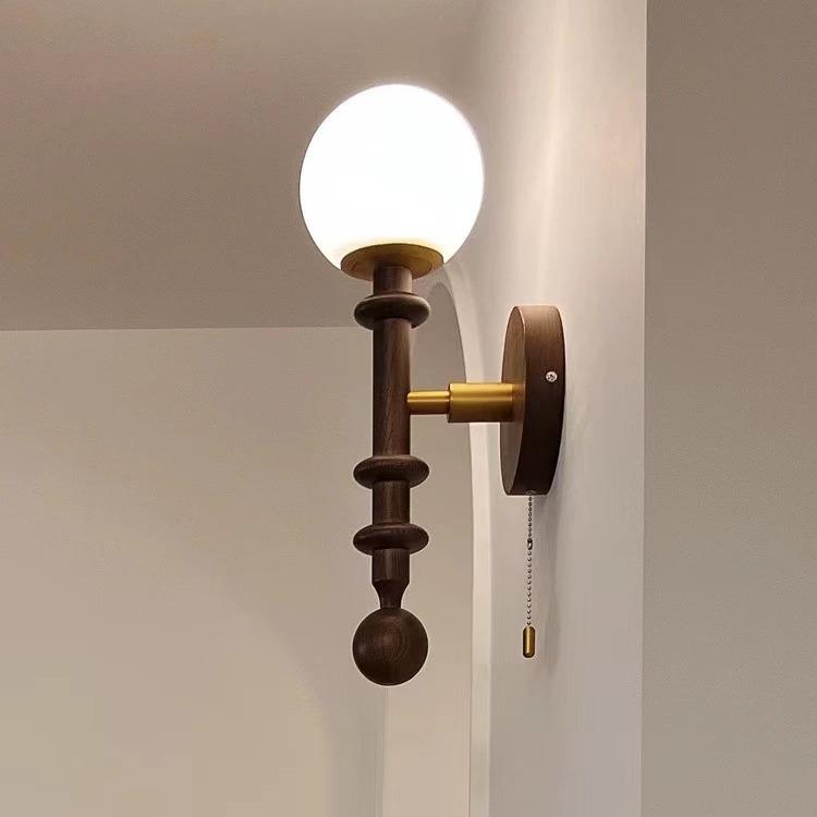 法式复古中古壁灯卧室床头灯新中式客厅镜前灯灯具胡桃木led灯图片