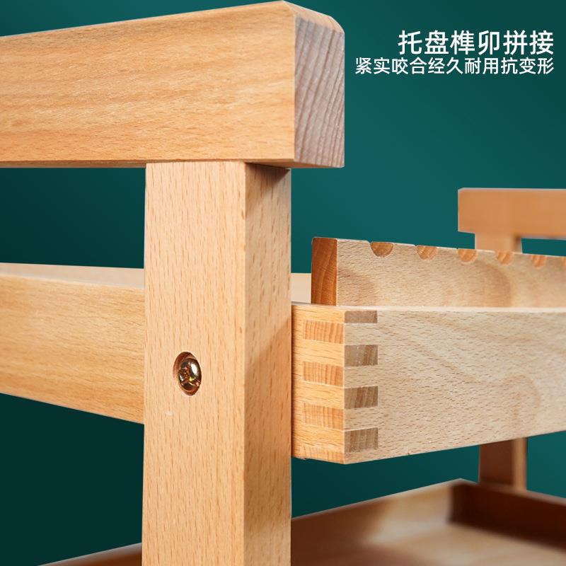 绘岳进口榉木四层简易油画车美术生四层可移动油画写生画柜