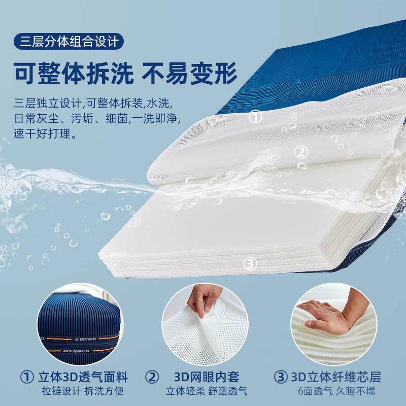 纯3D床垫可全水洗透气1.5m榻榻米5D6D无胶4d空气纤维丝席梦思