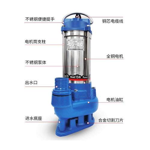 大元不锈钢小型污水泵220v抽粪泥浆切割化粪池380v三相泥浆排污泵