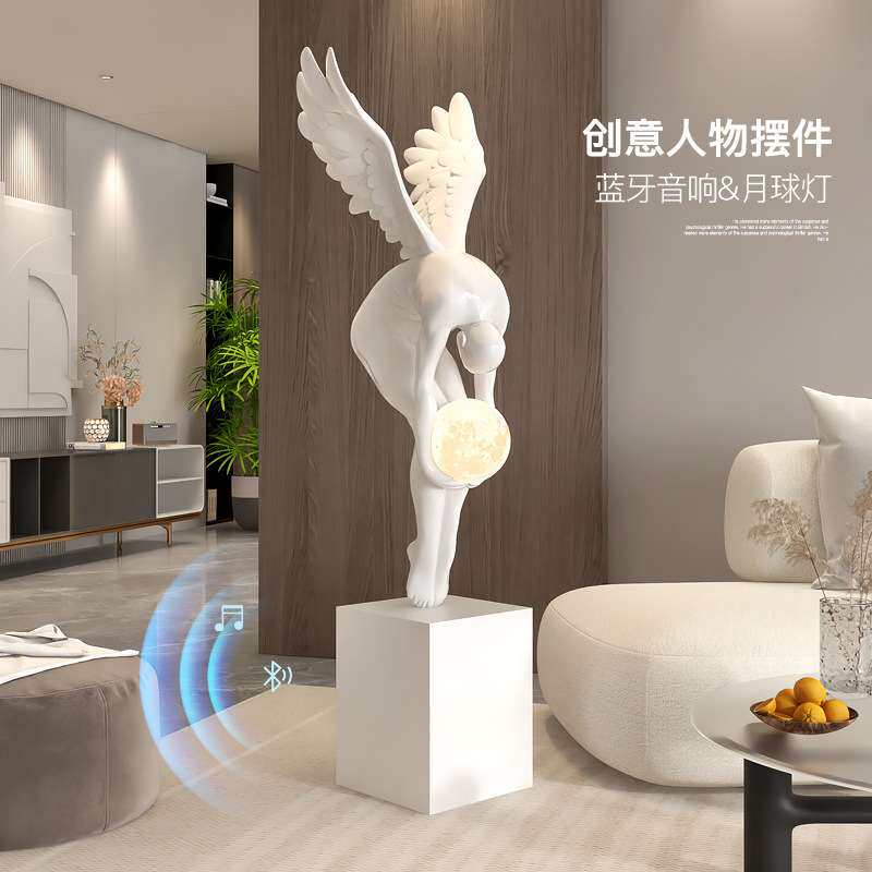 现代轻奢艺术人物落地灯摆件客厅玄关抽象工艺品酒店大堂天使雕塑