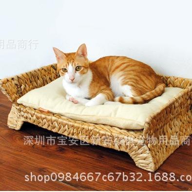 香蕉叶编织宠物沙发宠物床猫家具猫猫降温床可洗帆布棉垫