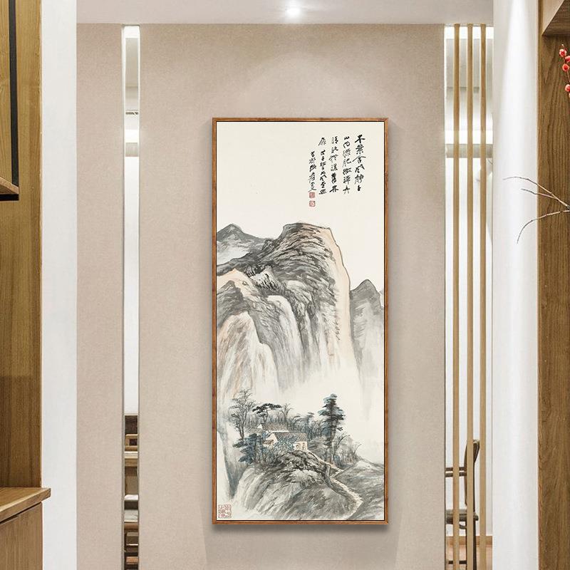张大千国画挂画山水画新中式水墨画装饰画客厅玄关书法禅意壁挂画