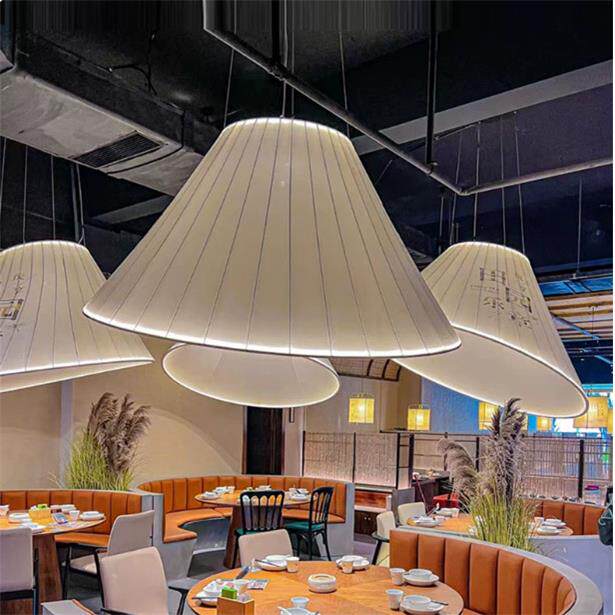 设计师咖啡馆吊灯酒店餐厅烤肉火锅店餐桌圆形布艺灯中式茶楼灯具