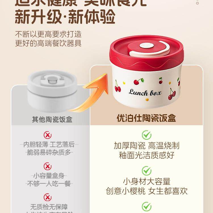 保温饭盒陶瓷内胆上班族带饭神器2025新款可微波炉加热专用便当盒
