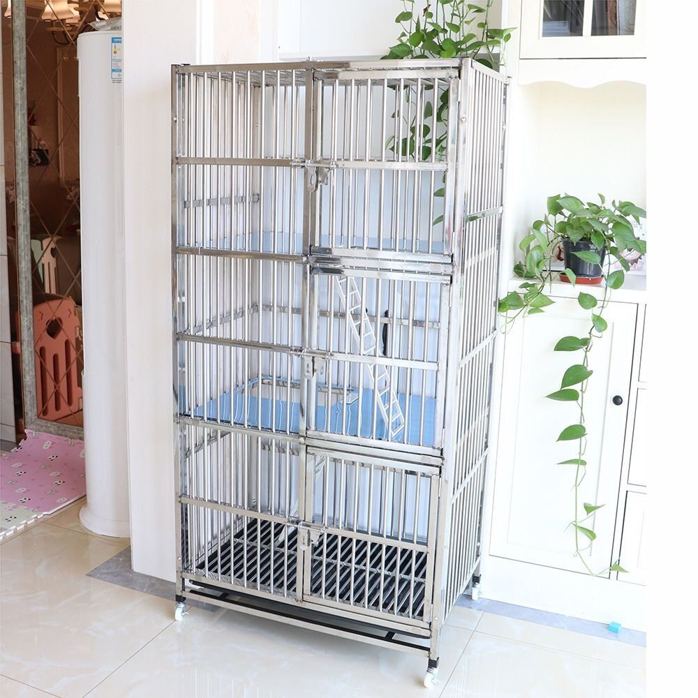 不锈钢猫笼双层三层家用室内组合猫笼猫别墅大号猫笼子猫咪围栏