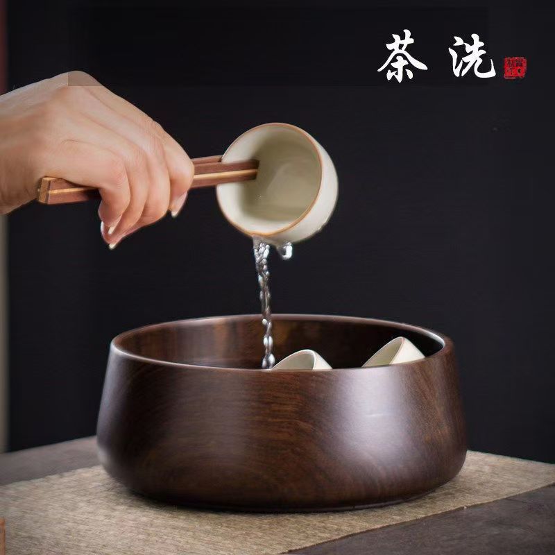 黑檀实木高端建水茶洗