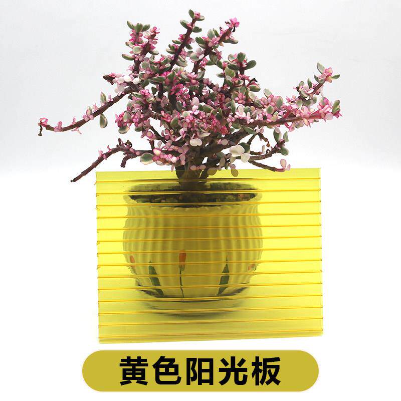 黄色橙婚色PC阳光板饰庆中空心板蜂ZBY板窝双层4/6mm彩色道具装隔