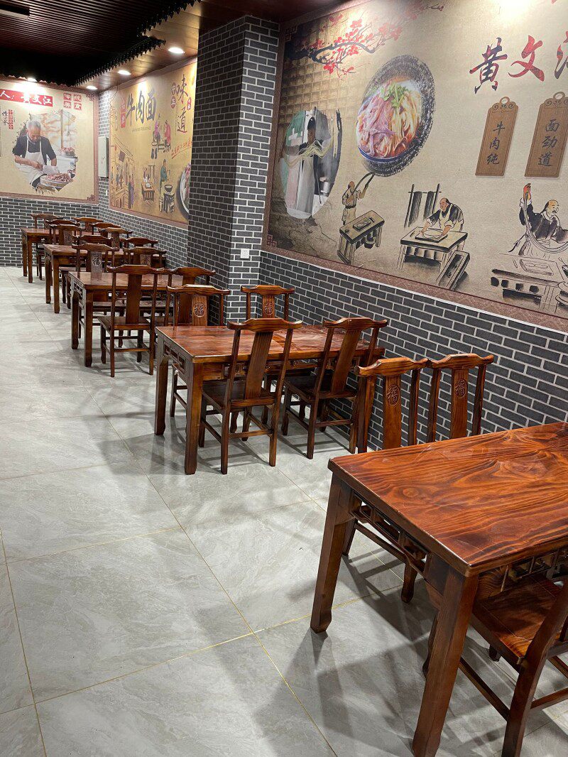包邮实木餐桌餐厅长方形简易餐饮早餐小吃店面馆快餐饭店桌椅组合